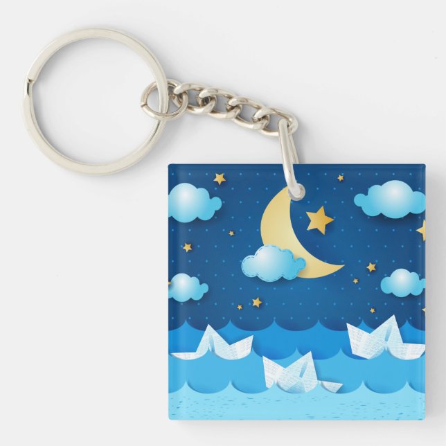 Sea at Night Key Ring (Front)