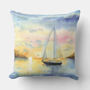 Sea at sunset cushion