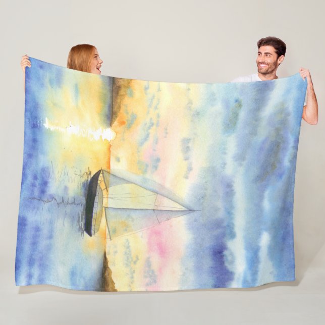 Sea at sunset fleece blanket (In Situ)