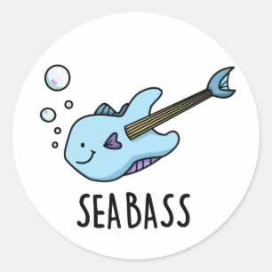Sea Bass Funny Bass Guitar Fish Pun Classic Round Sticker