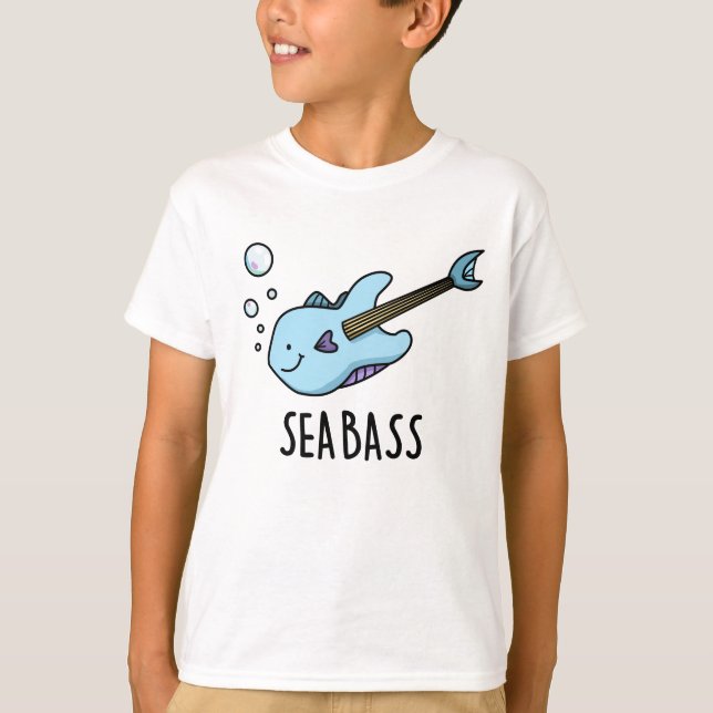 Sea Bass Funny Bass Guitar Fish Pun  T-Shirt (Front)