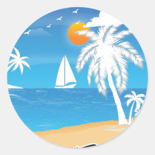 sea beach catch a wave surfs up T-Shirt Classic Round Sticker