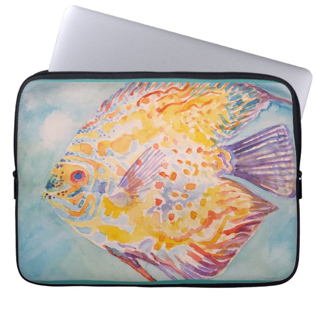 Sea beach Fish watercolour Laptop Sleeve (Front)