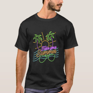 Sea Beach Take Your Summer Sun Palm Tree And Glas T-Shirt