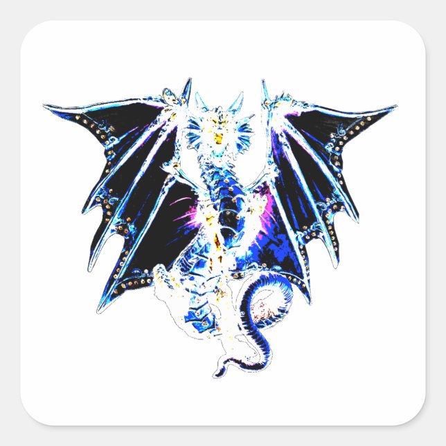Sea Beast Dragon Fantasy Myth Creature Art Decal Square Sticker (Front)