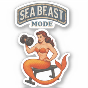 Sea Beast Mode Mermaid - Retro Pin-Up Gym Fitness