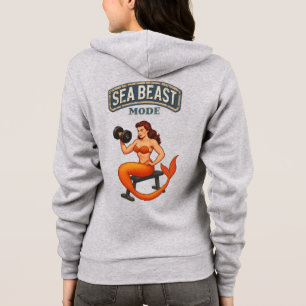 Sea Beast Mode - Retro Pin-Up Mermaid - Fitness Hoodie