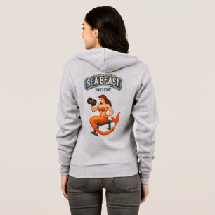 Sea Beast Mode - Retro Pin-Up Mermaid - Fitness Hoodie