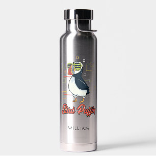 Sea Bird Stud Puffin Illustration Personalised Water Bottle