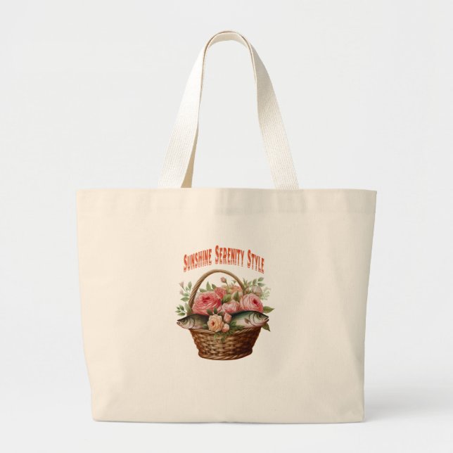 🌼 Sea & Bloom Basket Tote 🐟 (Front)