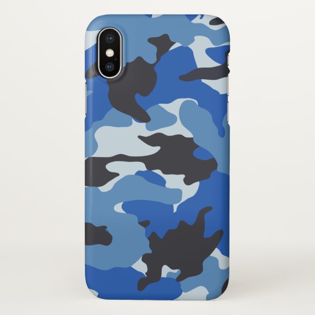 Sea Blue Camo Cool Camouflage Pattern Zazzle iPhone Case (Back)