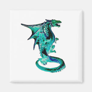 Sea Blue Dragon Square Magnet