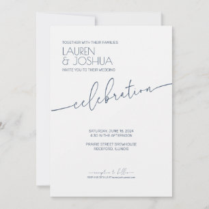 Sea Blue • Modern Minimalist Script Wedding Invitation