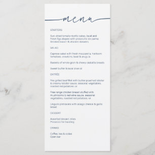 Sea Blue • Modern Minimalist Script Wedding Menu