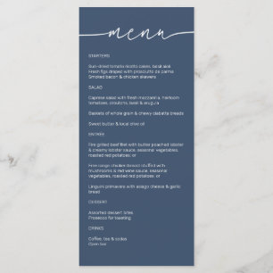 Sea Blue • Modern Minimalist Script Wedding Menu