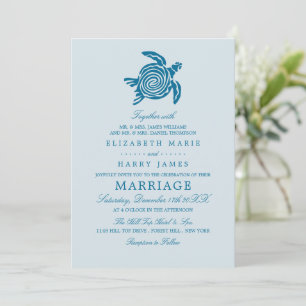 Sea Blue Sea Turtle, Beach Wedding Invitation
