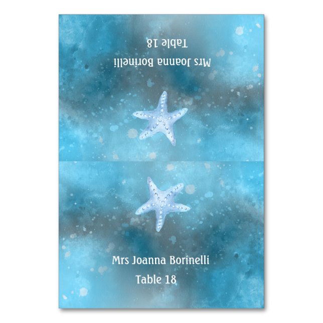 Sea Blue Summer Table Tent Place card (Front)