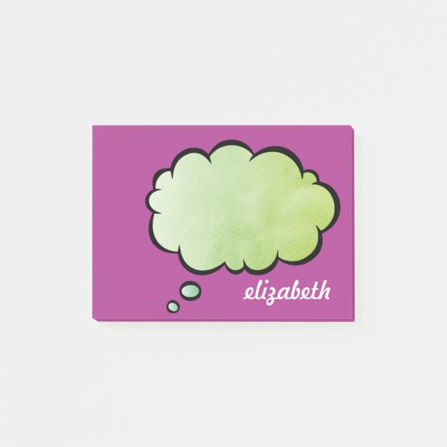 Sea Blue Talk Bubble Personalised Name Post-it Notes (Front)