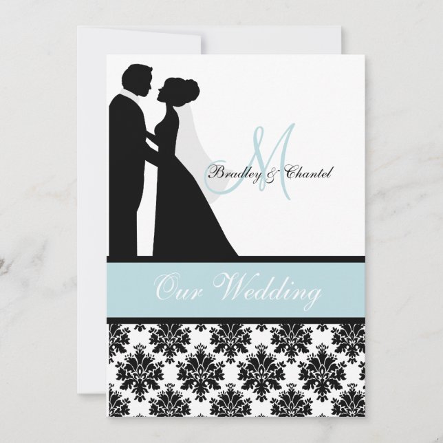 Sea Blue Wedding Couple Wedding Invitation (Front)