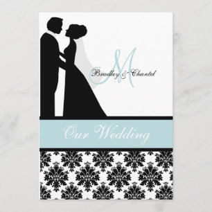 Sea Blue Wedding Couple Wedding Invitation