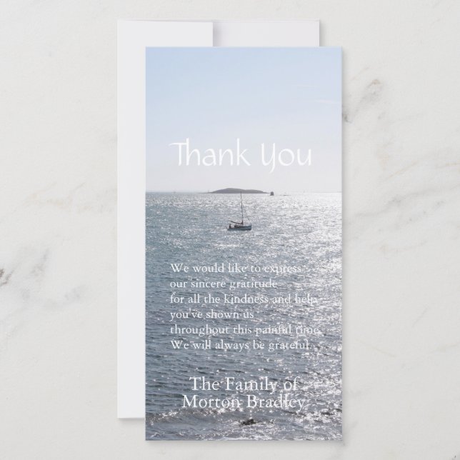 Sea Boat and Island 1 Sympathy Thank You (Front)