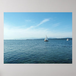 sea, boats and sky poster