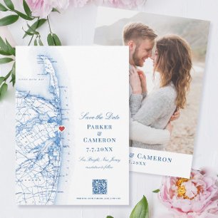 Sea Bright New Jersey Elegant Map Vertical QR Save The Date