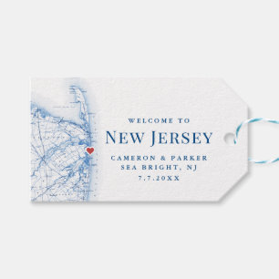 Sea Bright New Jersey Map Elegant Wedding Favour Gift Tags