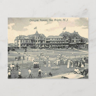 Sea Bright NJ View of Octagon Square Reproduction Postcard