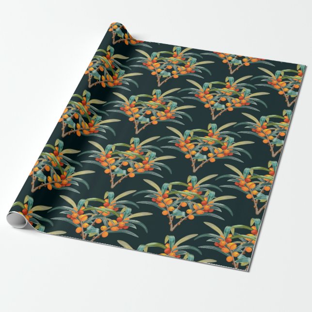 Sea Buckthorn Wrapping Paper (Unrolled)