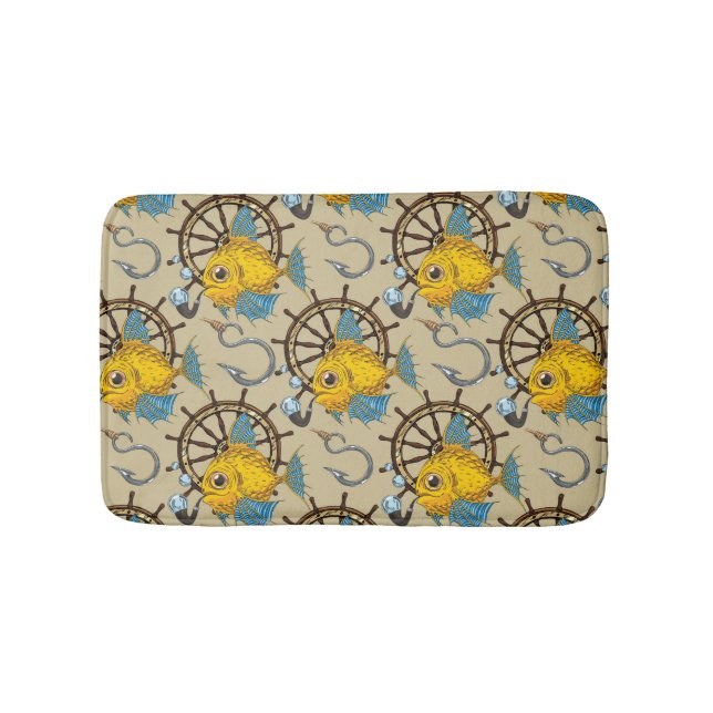 Sea Captain Fish Pattern Bath Mat (Front)