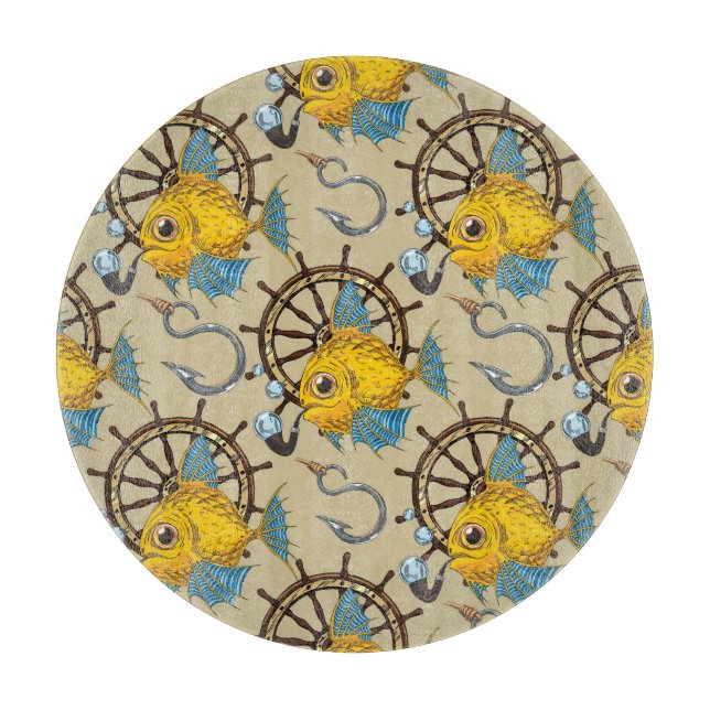 Sea Captain Fish Pattern Cutting Board (Front)