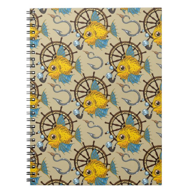 Sea Captain Fish Pattern Spiral Notebook (Front)