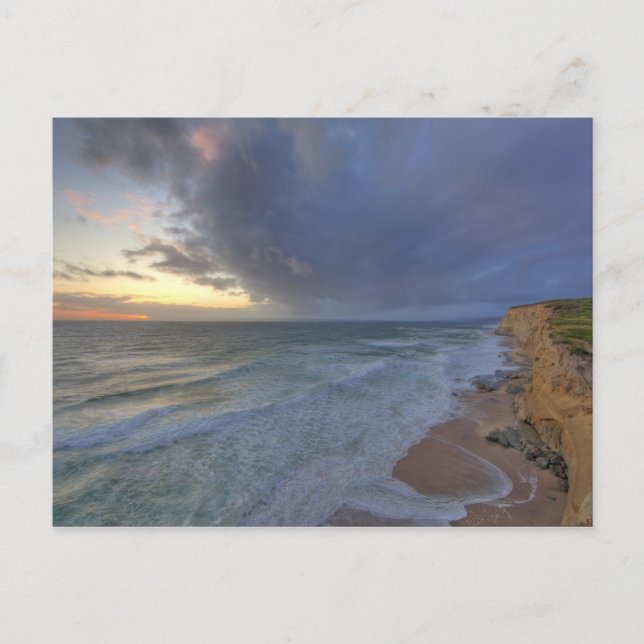 Sea cliffs catch days last light at Pomponi Postcard (Front)