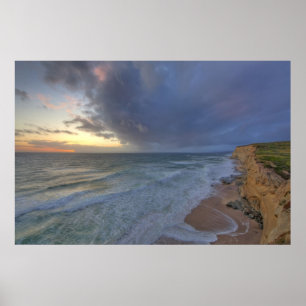 Sea cliffs catch days last light at Pomponi Poster