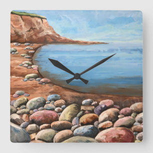 Sea Coast Rocky CLIFFS SEASHORE Relaxing Bright  Square Wall Clock