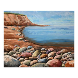 Sea Coast shorline oceanview rocks pretty bright  Poster