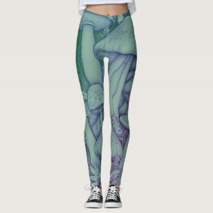 Sea Coloured Mushrooms All Over Customised Modern Leggings