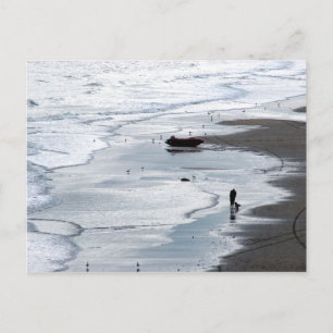 Sea coming to shore at dusk postcard