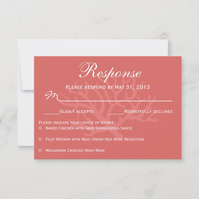 Sea Coral RSVP Response Cards (Front)
