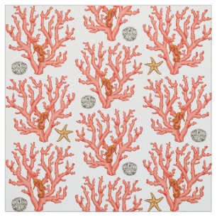 Sea coral, Sand dollar and starfish Fabric