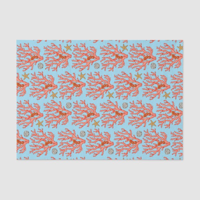 Sea coral sand dollar coastal theme tissue paper (Front)