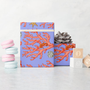 Sea coral sand dollar coastal theme wrapping paper