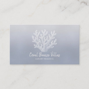 Sea Coral Silhouette   Blue Pearl  Business Card