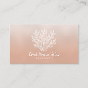 Sea Coral Silhouette   Lt Coral Business Card