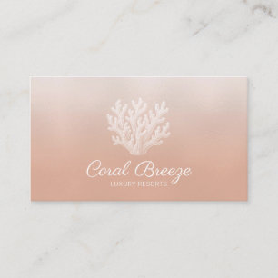 Sea Coral Silhouette Lt Coral Business Card