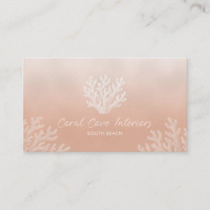 Sea Coral Silhouette   Lt Coral Business Card