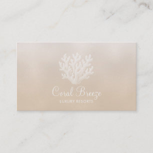 Sea Coral Silhouette Lt Sand Pearl Business Card