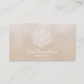 Sea Coral Silhouette | Lt Sand Pearl Business Card