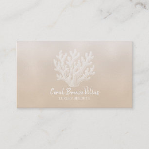 Sea Coral Silhouette   Lt Sand Pearl Business Card